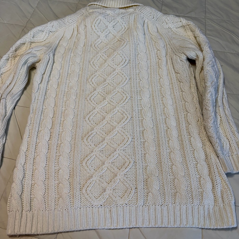 Vintage Macy's Ivory Cable Knit Cardigan Sweater grandma core - Picture 3 of 9